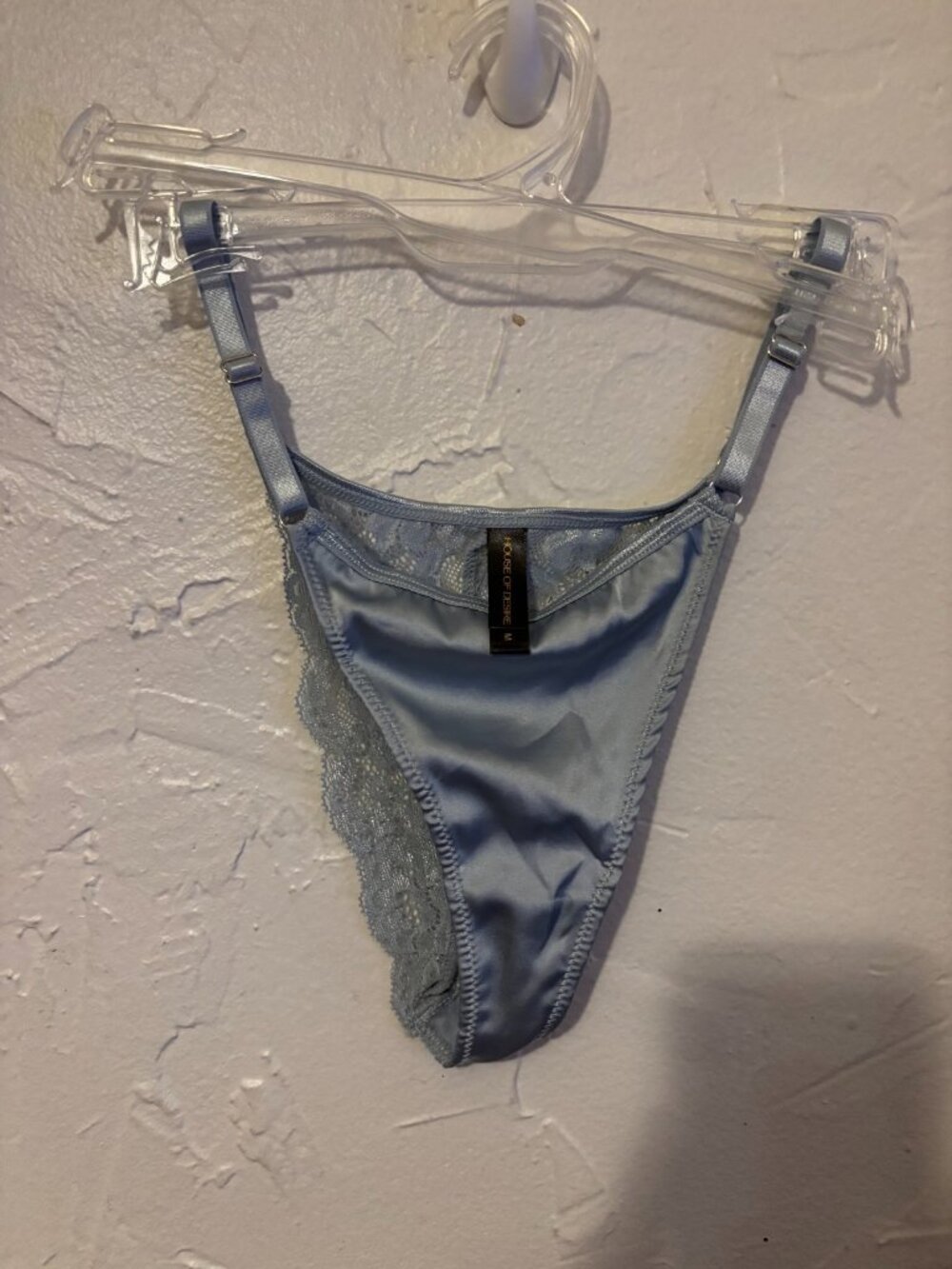 NEW Lot of 3 House of Desire SZ Medium Satin Feel & Lace Sexy Panties Light Blue
